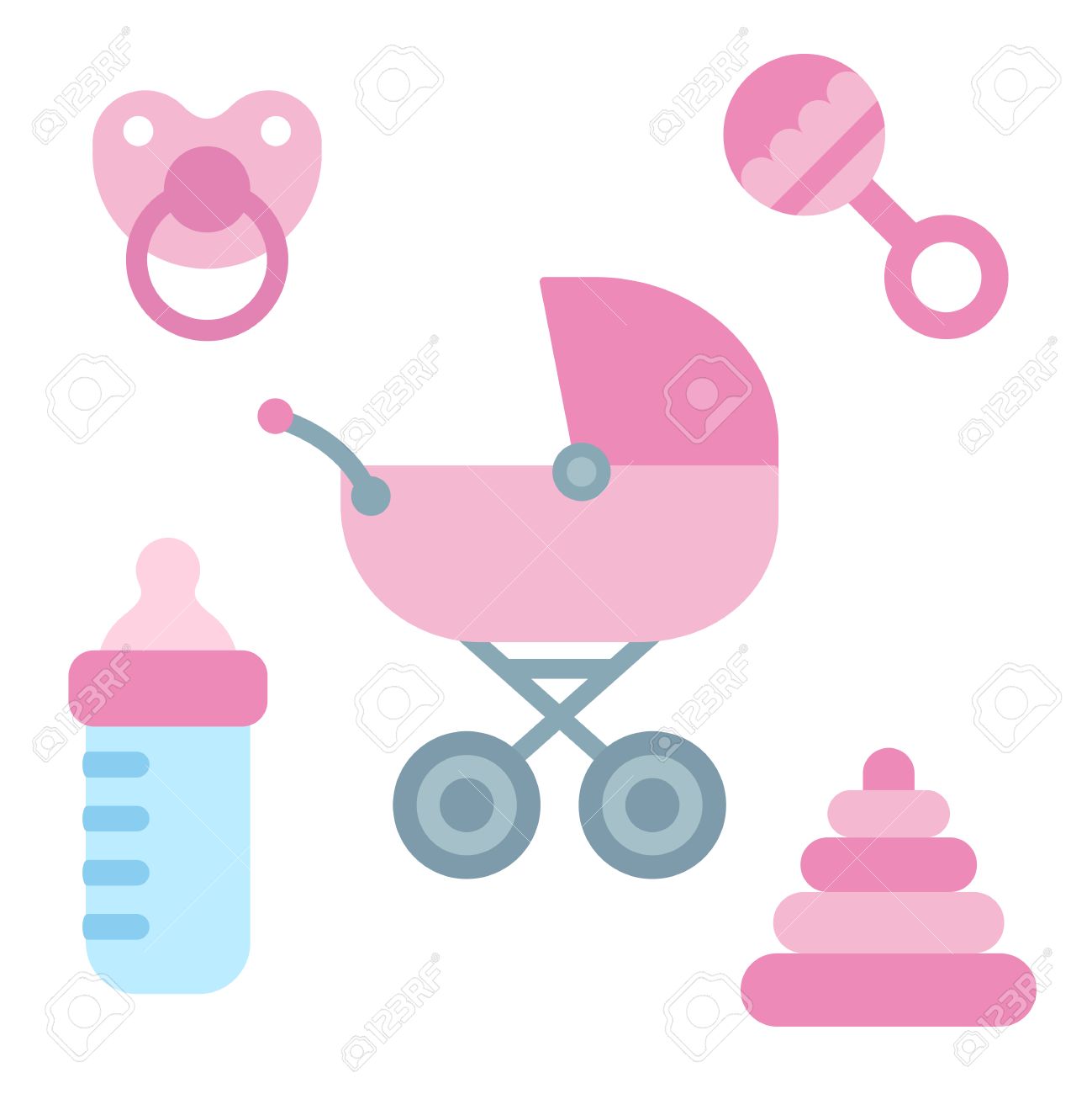 Cochecito De Bebé De Dibujos Animados, Cartoon, Pink Cochecito De Bebé De Dibujos Animados, Cartoon, Pink