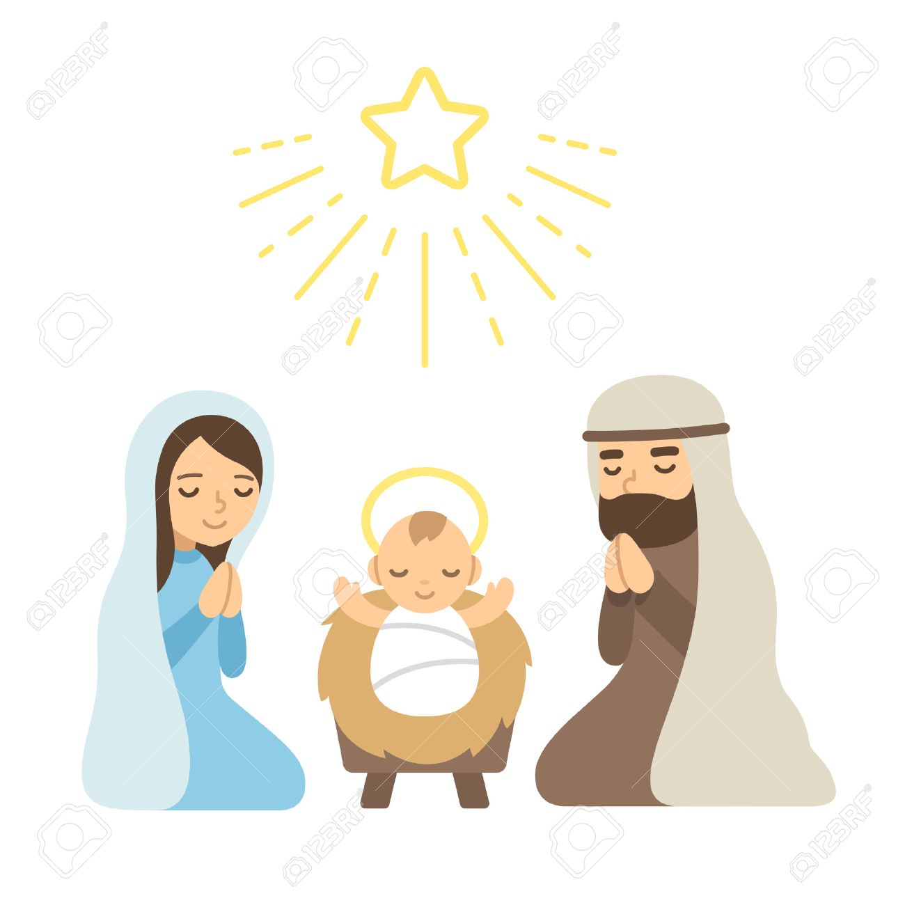 christmas nativity scene with baby jesus modern flat vector