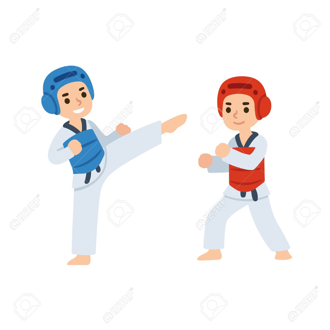 制服で戦うテコンドー子供 武道のイラスト のイラスト素材 ベクタ Image