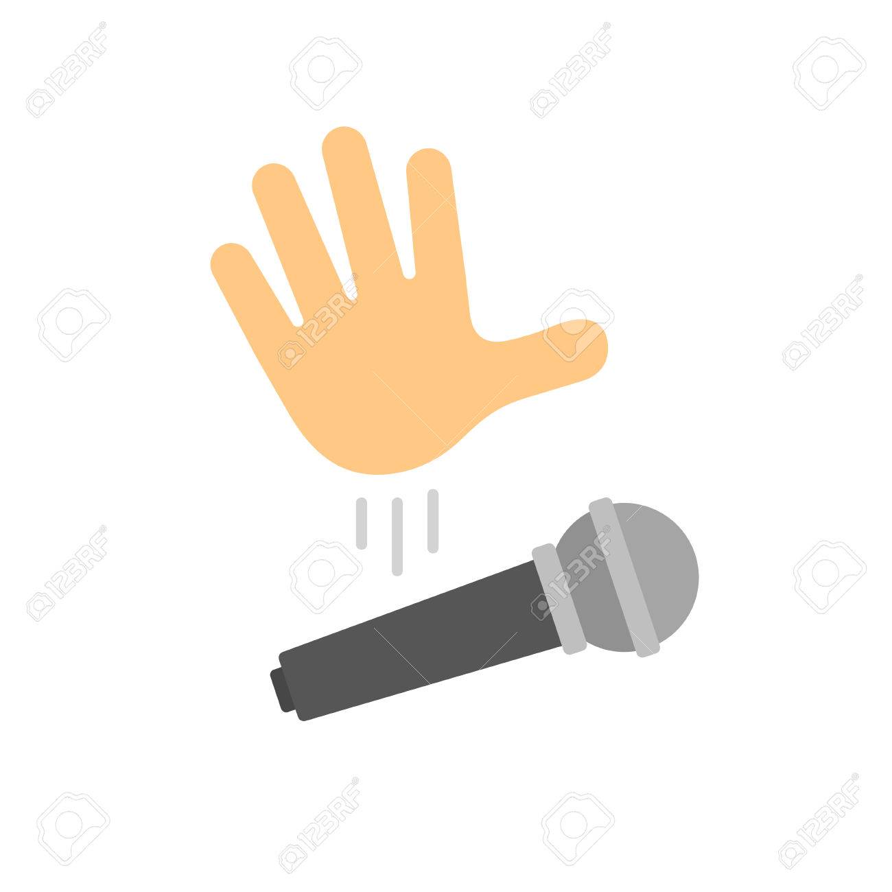 mic drop illustration cartoon hand dropping microphone simple