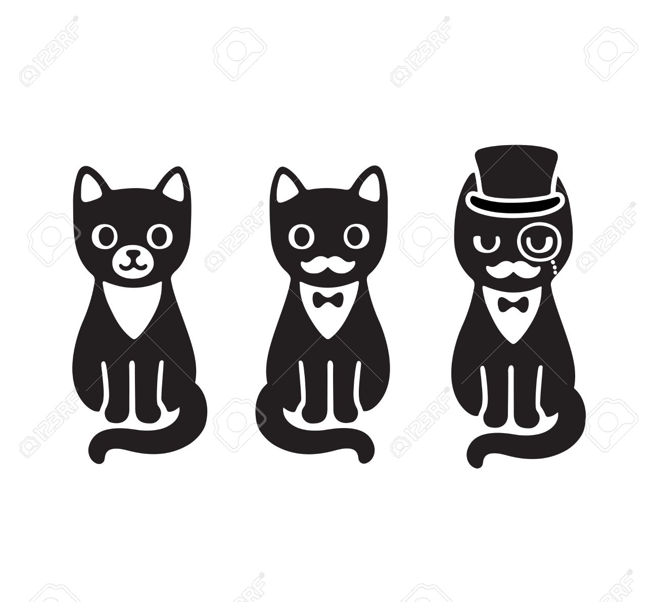 Funny White Cat Icon In Cartoon Style Stock Illustration