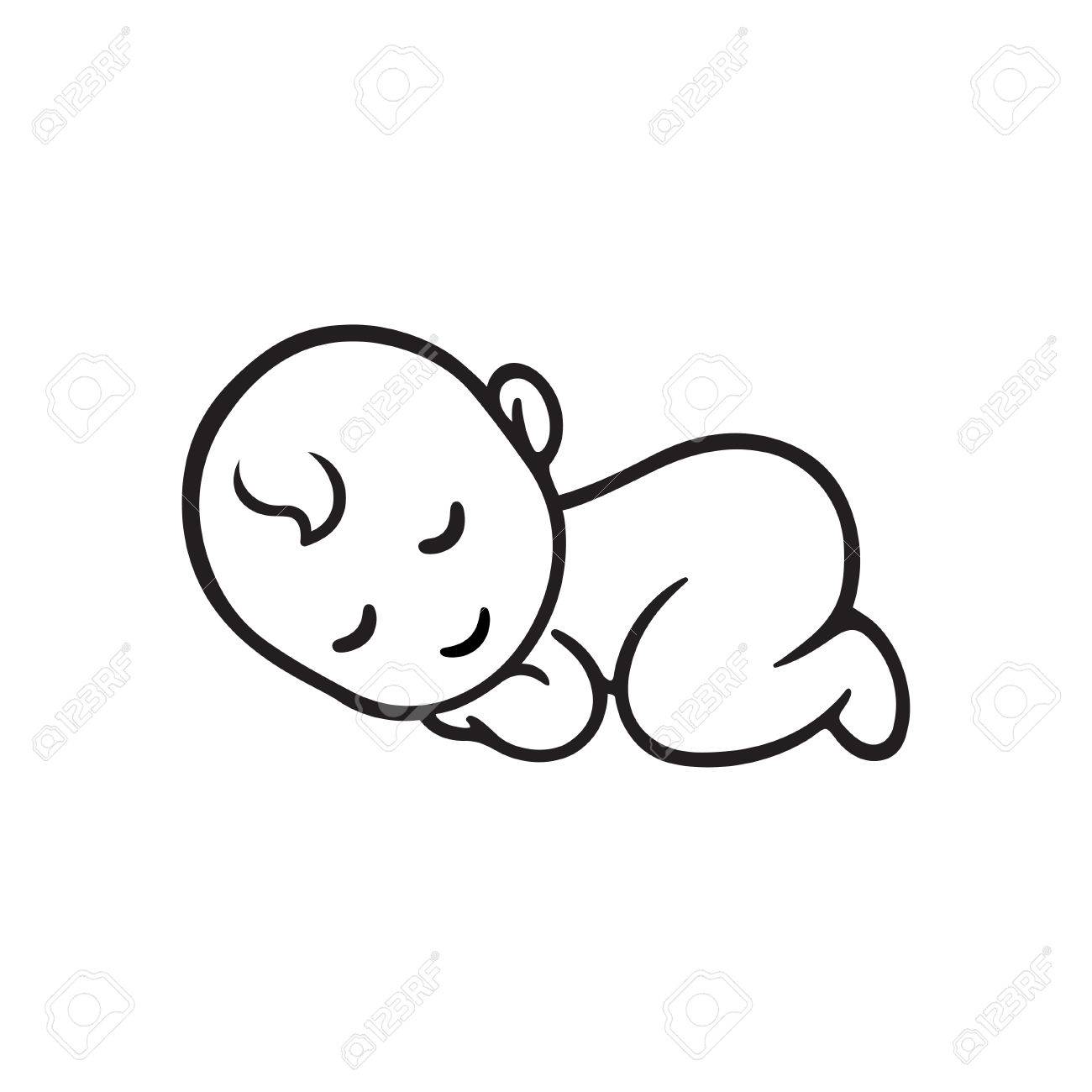 Sleeping baby silhouette stylized line cute simple vector illustration stock vector 68834647