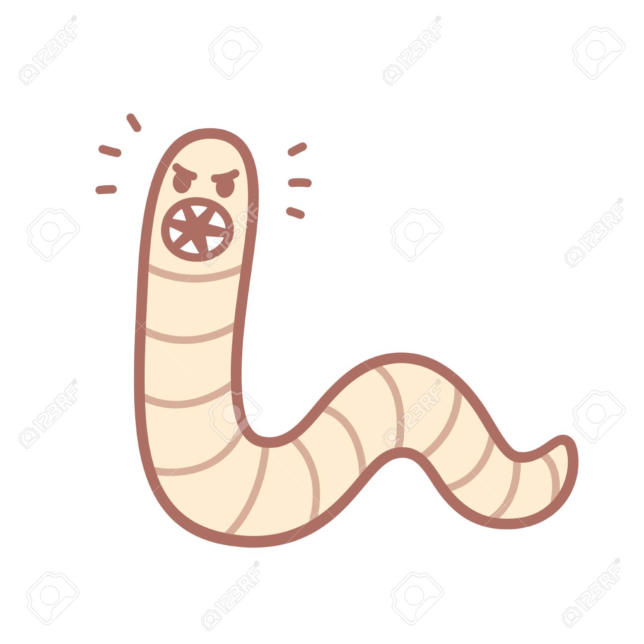 cartoon parasite worm vector drawing roundworm danger illustration