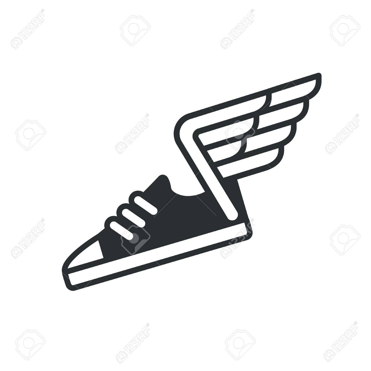 Zapatillas De Deporte Con El Icono De Alas. Logotipo De La Línea De Calzado De Deportes De Vector. Ilustraciones Svg, Vectoriales, Clip Art Vectorizado Libre De Derechos. Image 79509240.