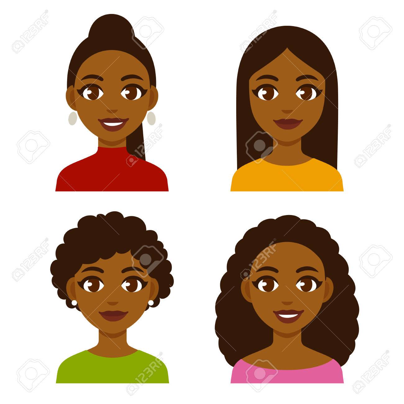 Nette Karikatur Schwarze Madchen Mit Naturlichen Frisuren Und Gerichtetes Haar Pretty African American Frauen Gesichter Vektor Illustration Gesetzt Lizenzfrei Nutzbare Vektorgrafiken Clip Arts Illustrationen Image 80492313
