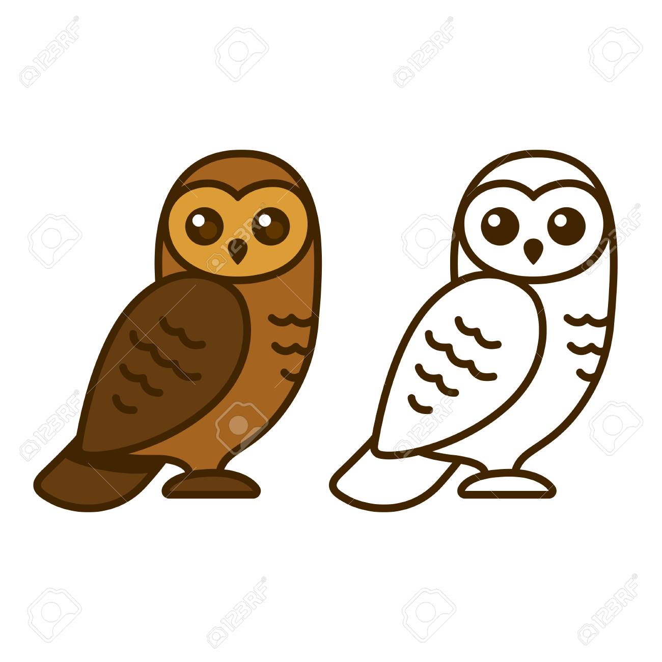 かわいい漫画フクロウのベクター イラストです カラー図面とライン アート のイラスト素材 ベクタ Image かわいい漫画フクロウのベクター イラストです カラー図面とライン アート のイラスト素材 ベクタ Image
