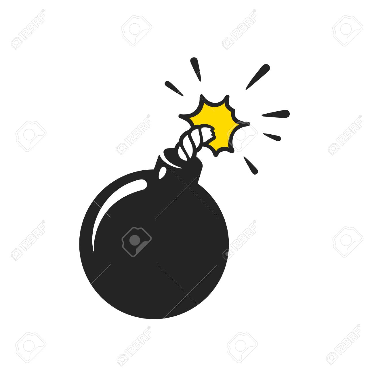 漫画コミック イラスト爆弾古典的な黒ボール分離された手榴弾ベクター クリップ アート のイラスト素材 ベクタ Image