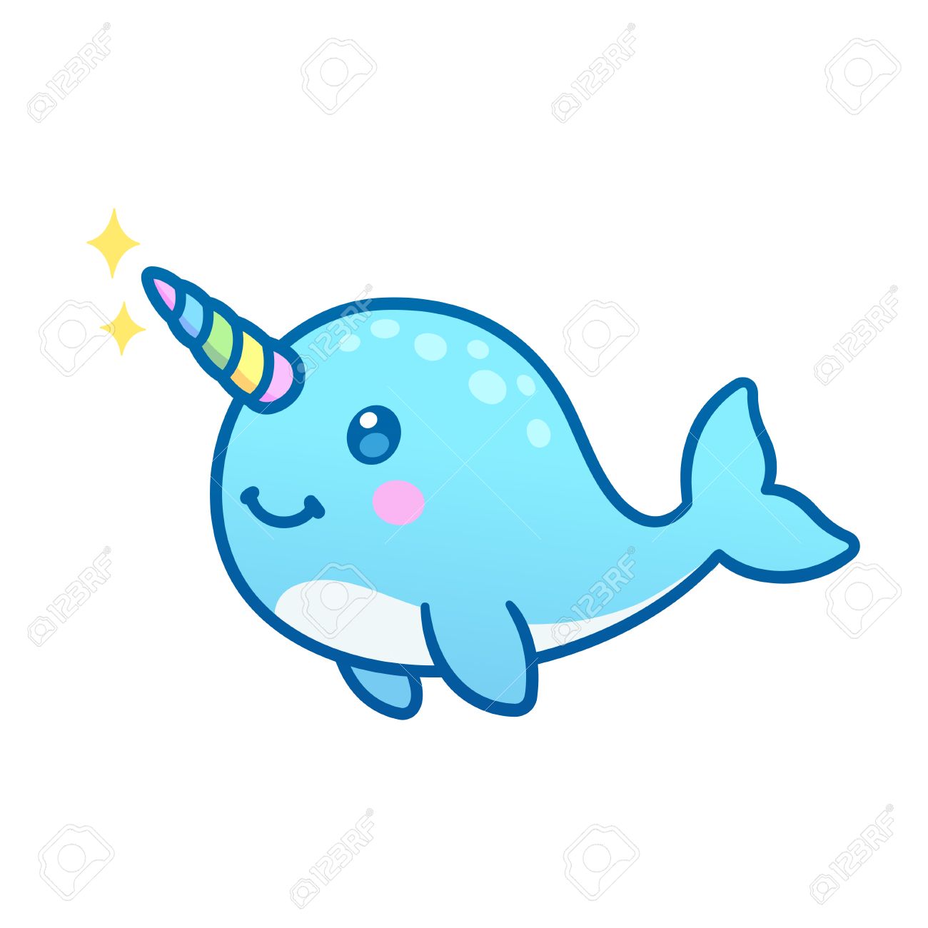Narwhal Magique De Bande Dessinee Mignonne Avec Corne Arc En Ciel Dessin Drole De Baleine De Licorne Clip Art Libres De Droits Vecteurs Et Illustration Image 85495275