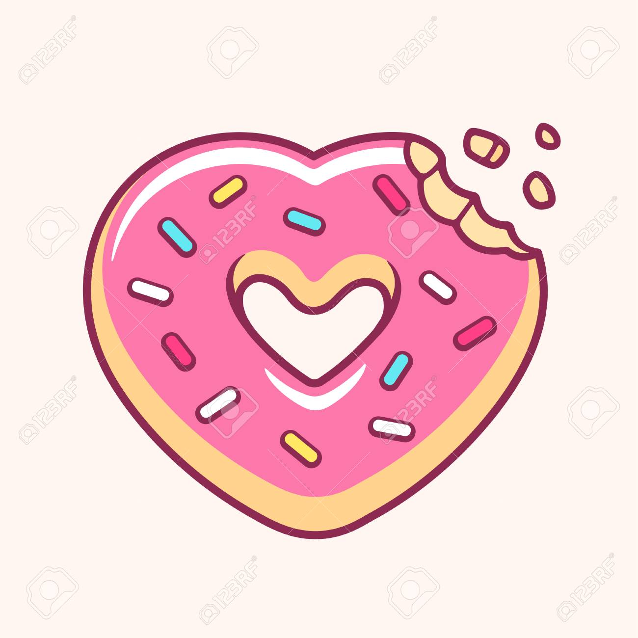 Heart Shaped Donut With Missing Bite Pink Cartoon Dount With Royalty Free Cliparts Vectors And Stock Illustration Image 124789933