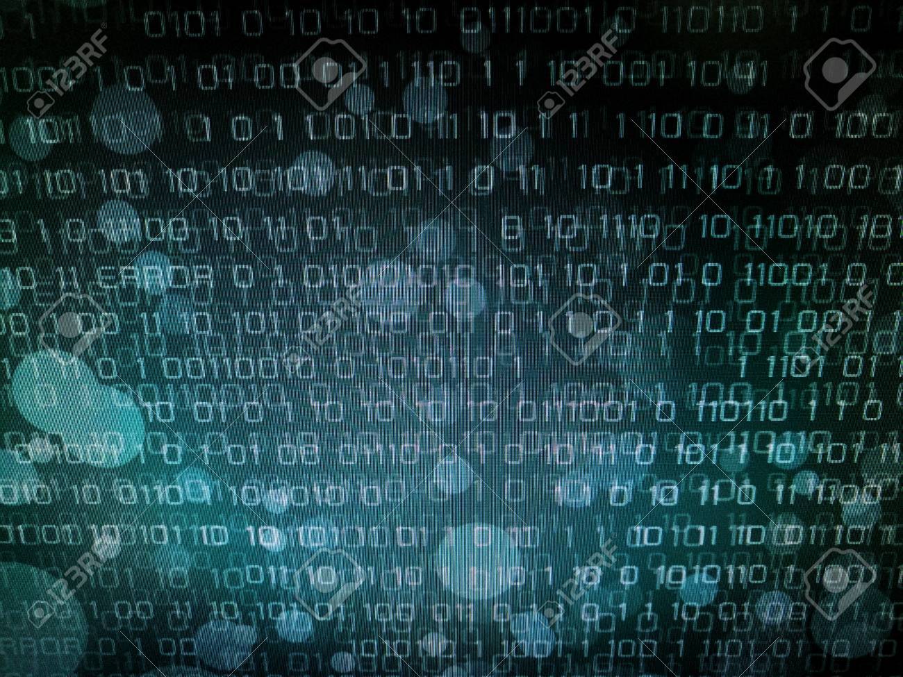 Blue Binary Code On Computer Screen Background With Glittering Light And Error Message For Business Technology Concept Stock Photo Picture And Royalty Free Image Image