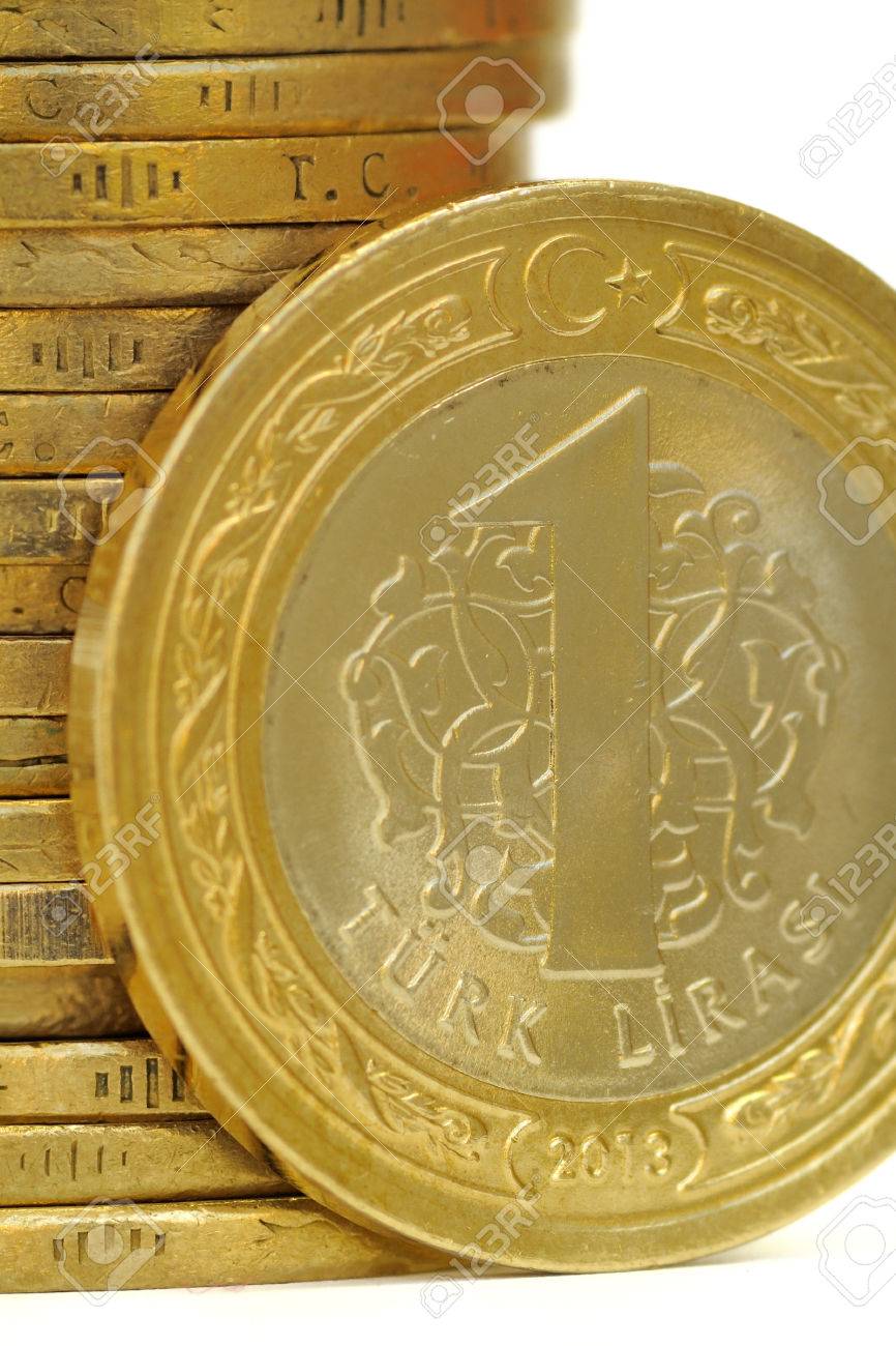 One Turkish Lira Coin Isolated On White Stock Photo, Picture and Royalty  Free Image. Image 23250723.