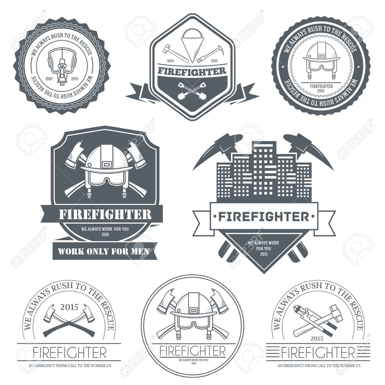 firefighter label template of emblem element for your product