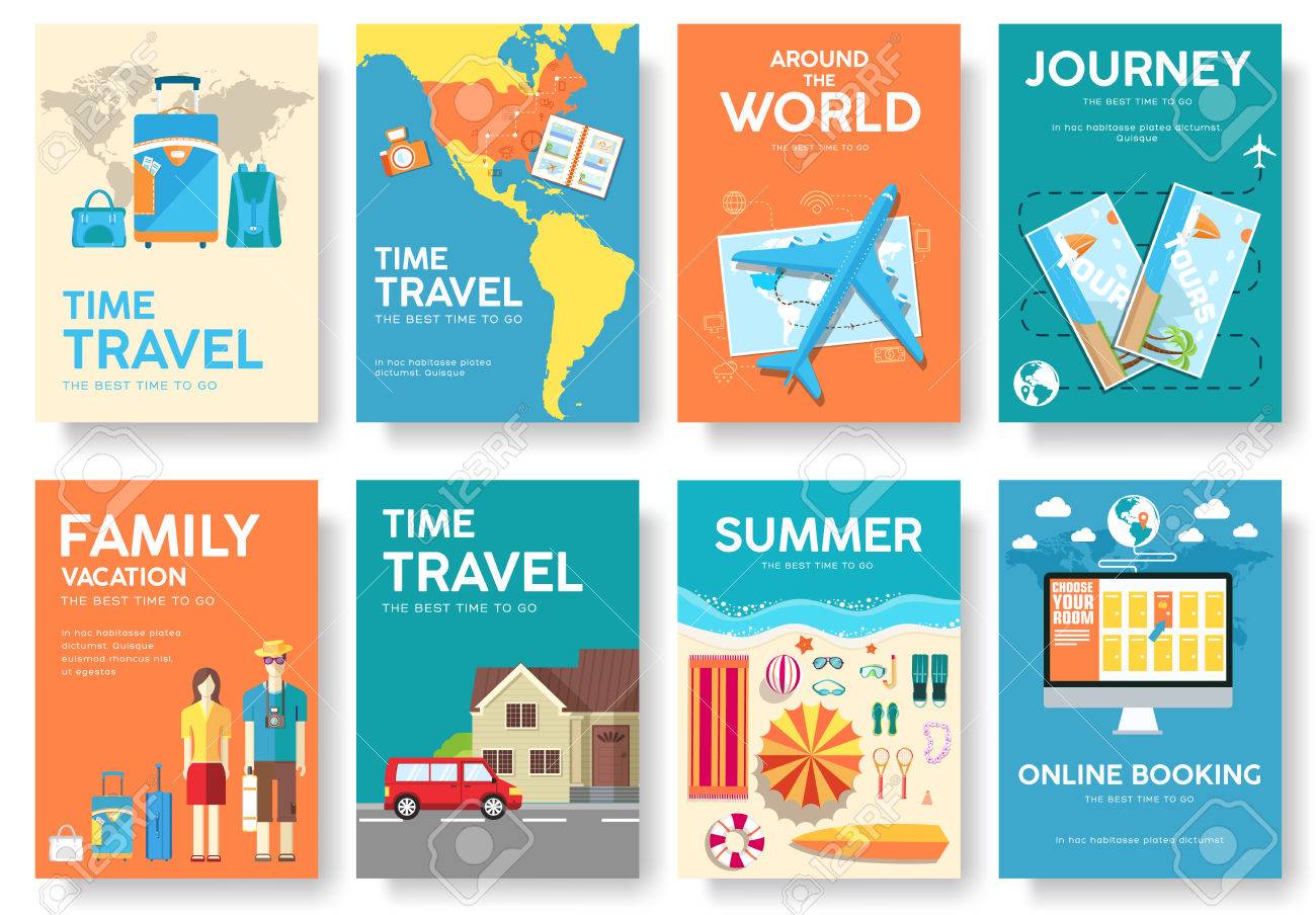 tour of the world vector brochure set travel icons travel travel flyer
