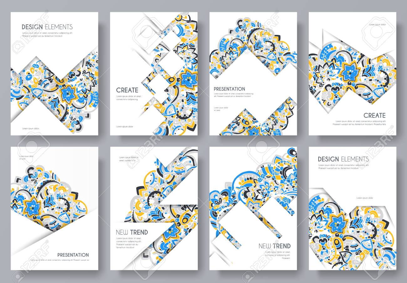 abstract vector brochure cards set outline art template of flyer flyer outline