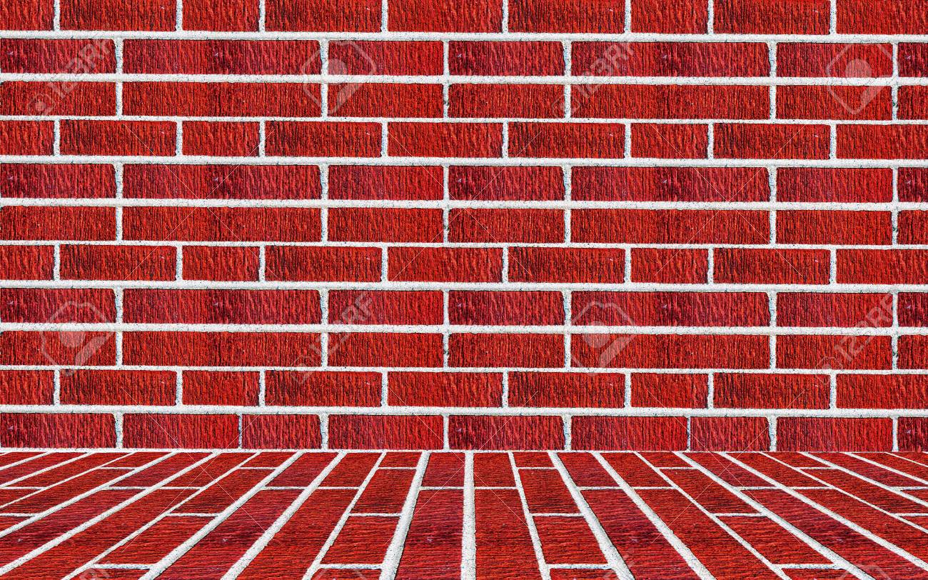 赤レンガの壁とレンガ床内部の背景 の写真素材 画像素材 Image