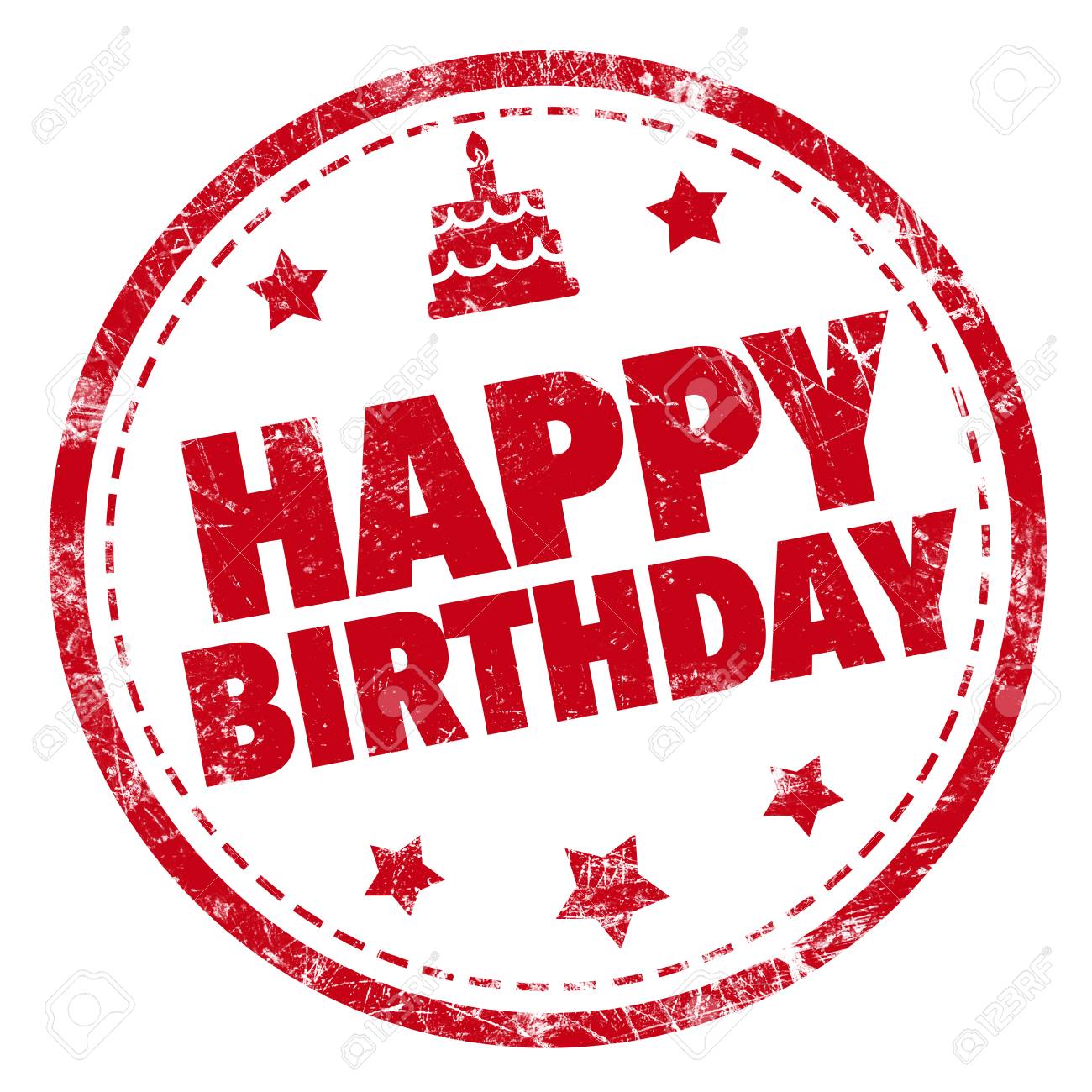 グランジ テキスト ハッピーバースデー ゴム印 の写真素材 画像素材 Image