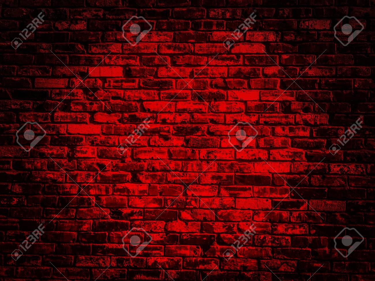 古い黒赤ヴィンテージ レンガの壁のテクスチャ背景暗いビネット の写真素材 画像素材 Image