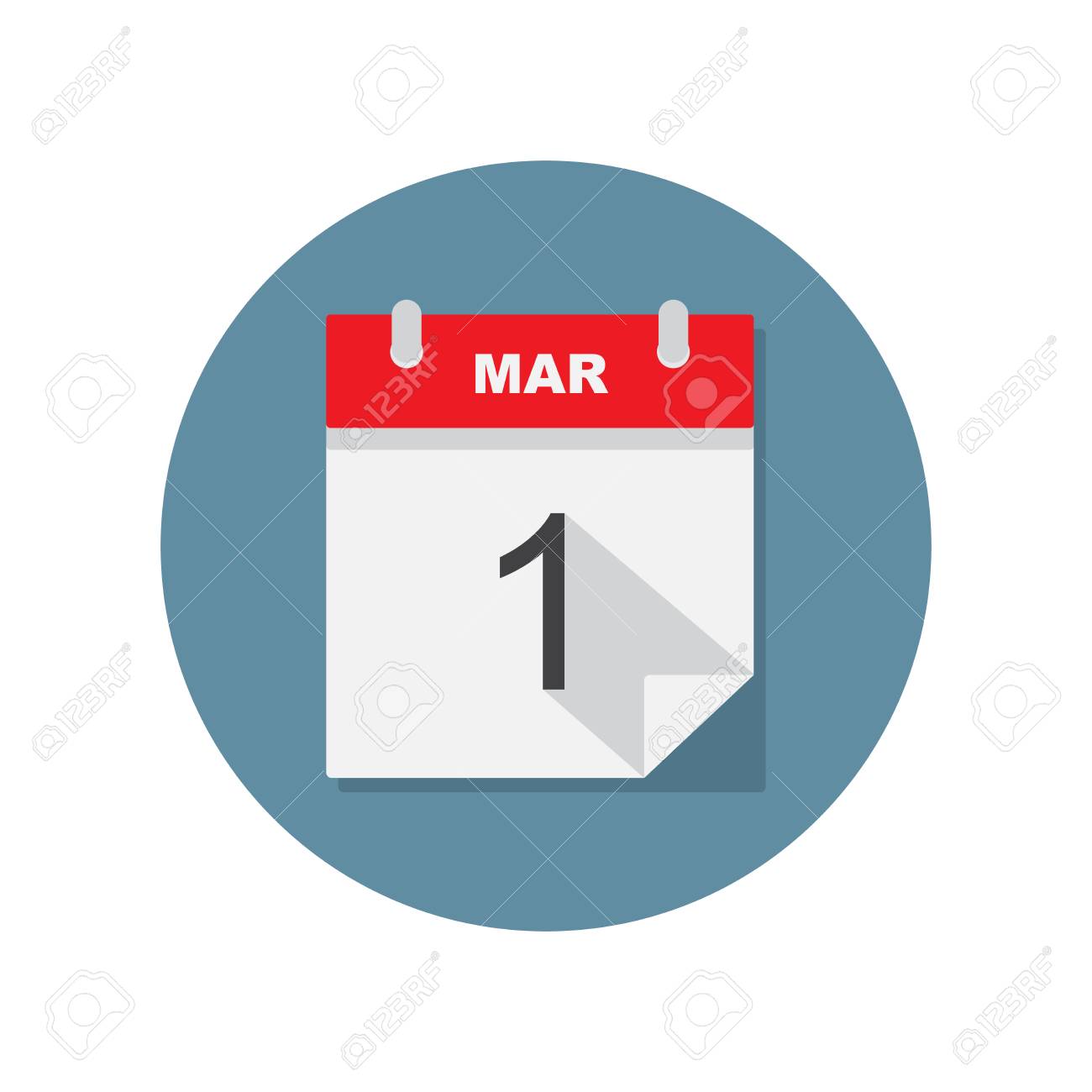 Icône De Calendrier Du 1er Mars. Illustration Vectorielle Clip Art Libres  De Droits, Svg, Vecteurs Et Illustration. Image 72037686