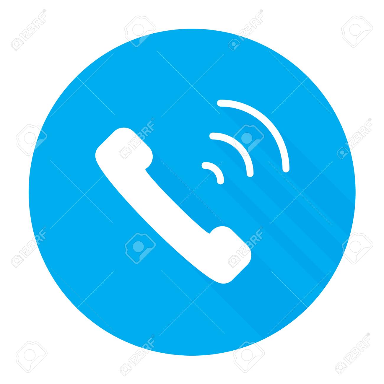 青の背景 イラストに分離された電話アイコン フラット スタイル のイラスト素材 ベクタ Image