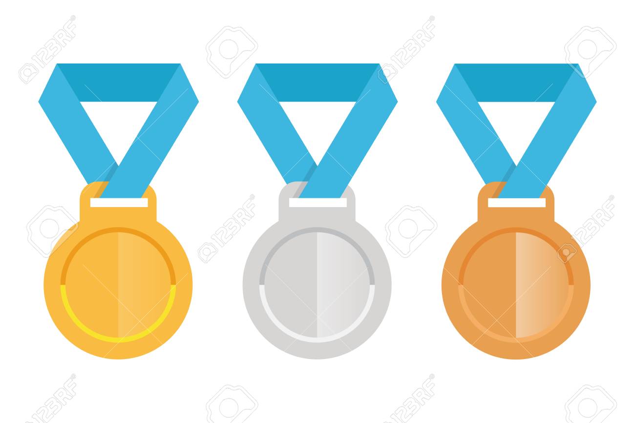 ゴールド セットのフラット アイコン シルバー ブロンズ メダルします のイラスト素材 ベクタ Image