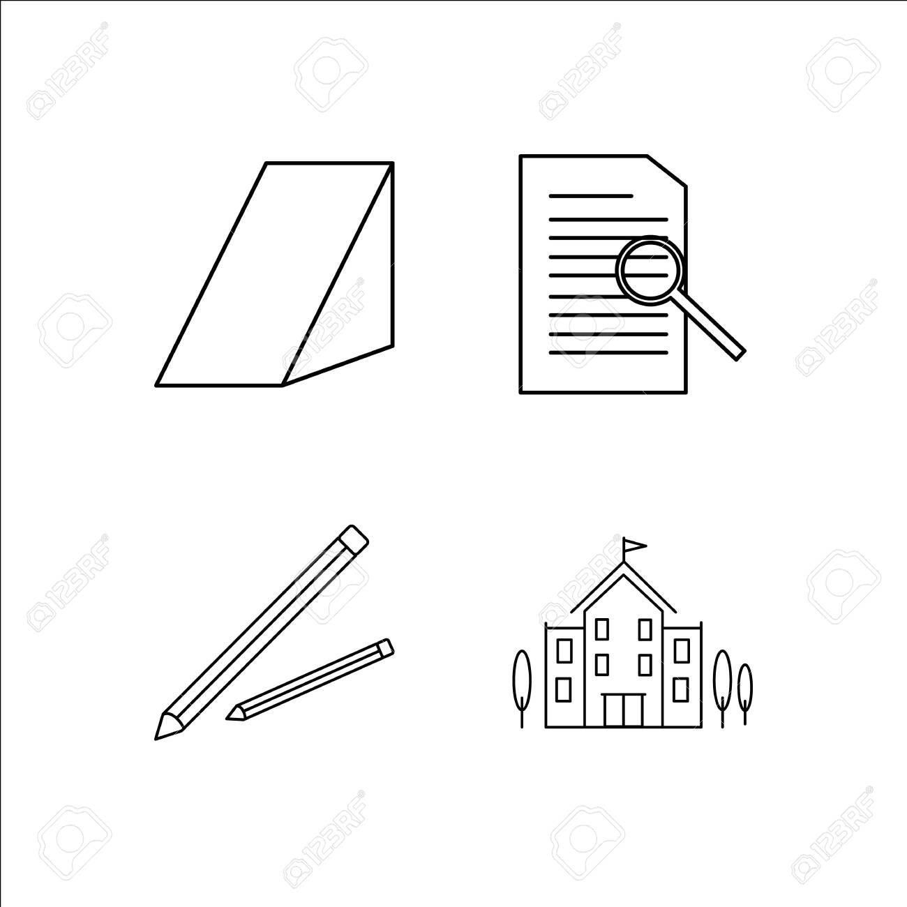 教育シンプルなリニアアイコンセット シンプルなアウトラインアイコンのイラスト素材 ベクタ Image