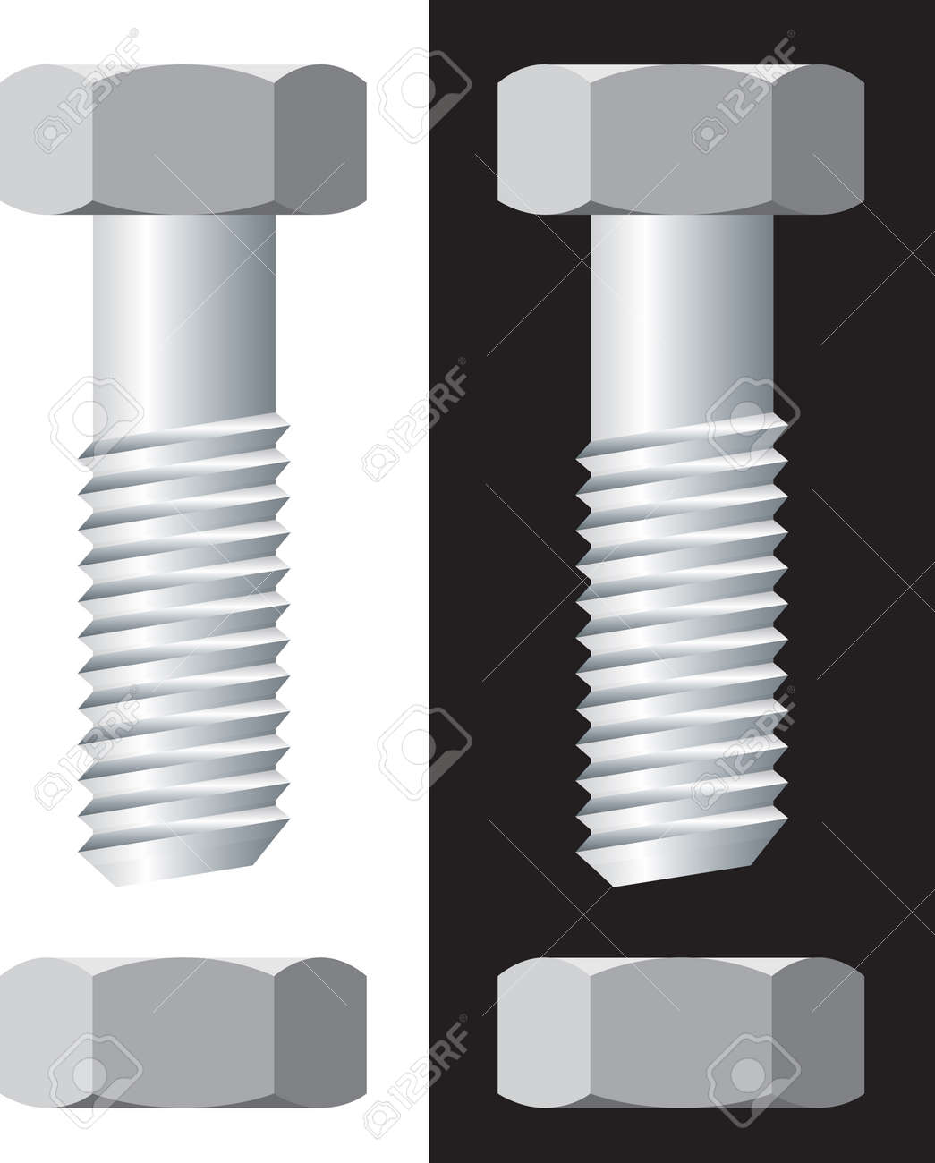 黒と白の背景上のネジのイラストのイラスト素材 ベクタ Image