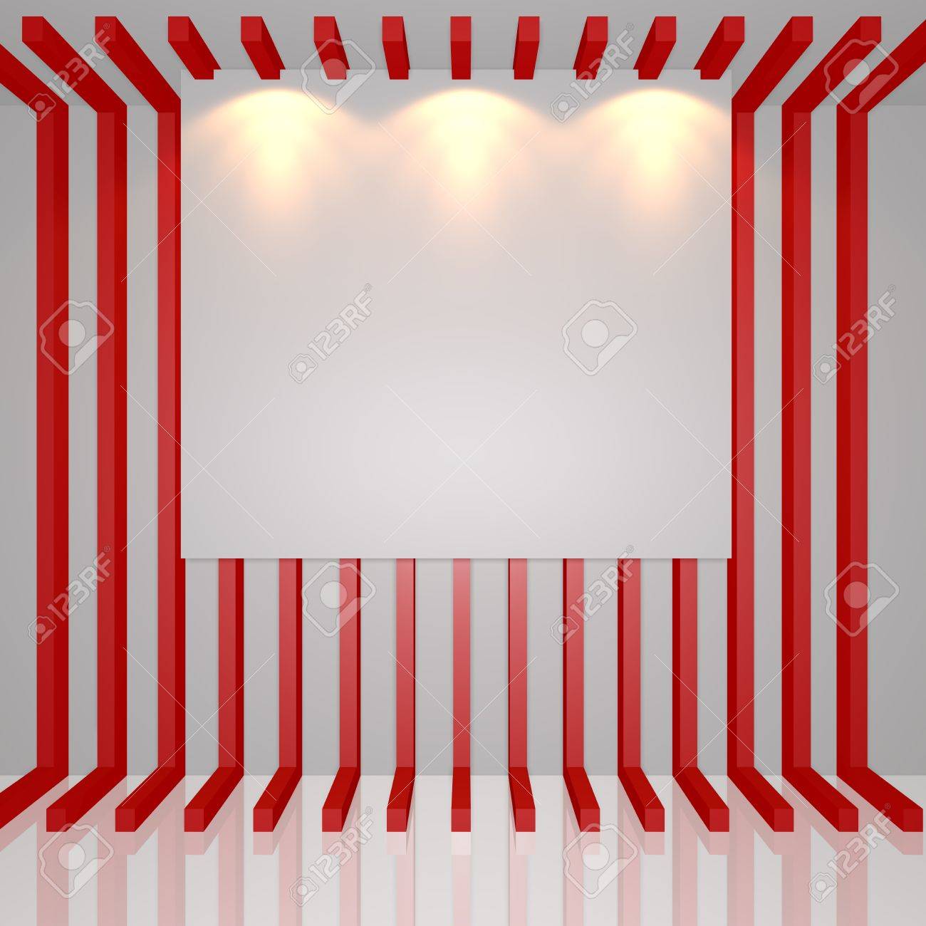 Interior De La Galeria Con Los Marcos Vacios En La Linea Roja Decorar La Pared Fotos Retratos Imagenes Y Fotografia De Archivo Libres De Derecho Image 19047830