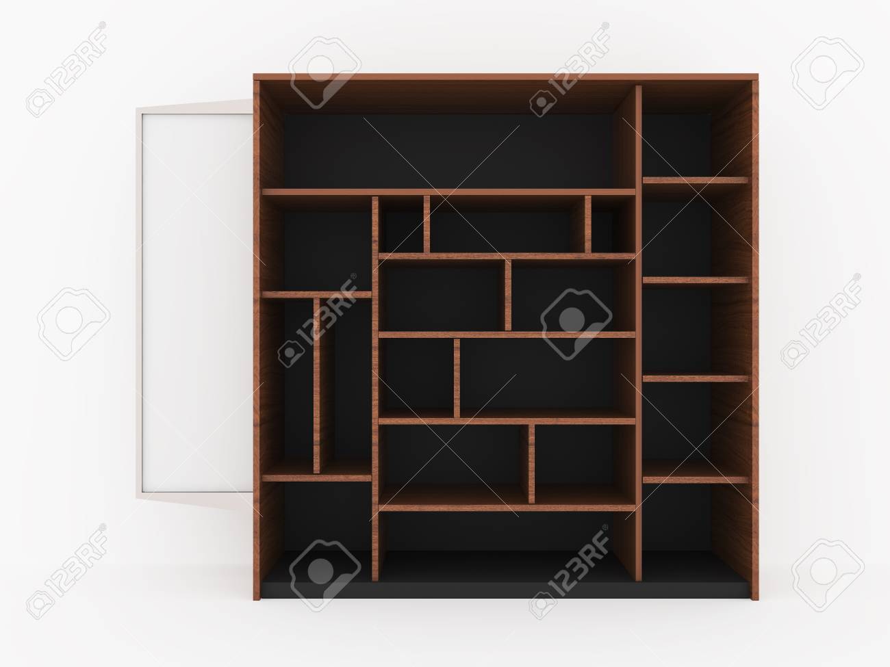 sucesor ritmo adecuado Diseño De Estantes De Madera Con Blanco En Blanco Promover En Blanco .  Representación 3d Fotos, Retratos, Imágenes Y Fotografía De Archivo Libres  De Derecho. Image 85113342.