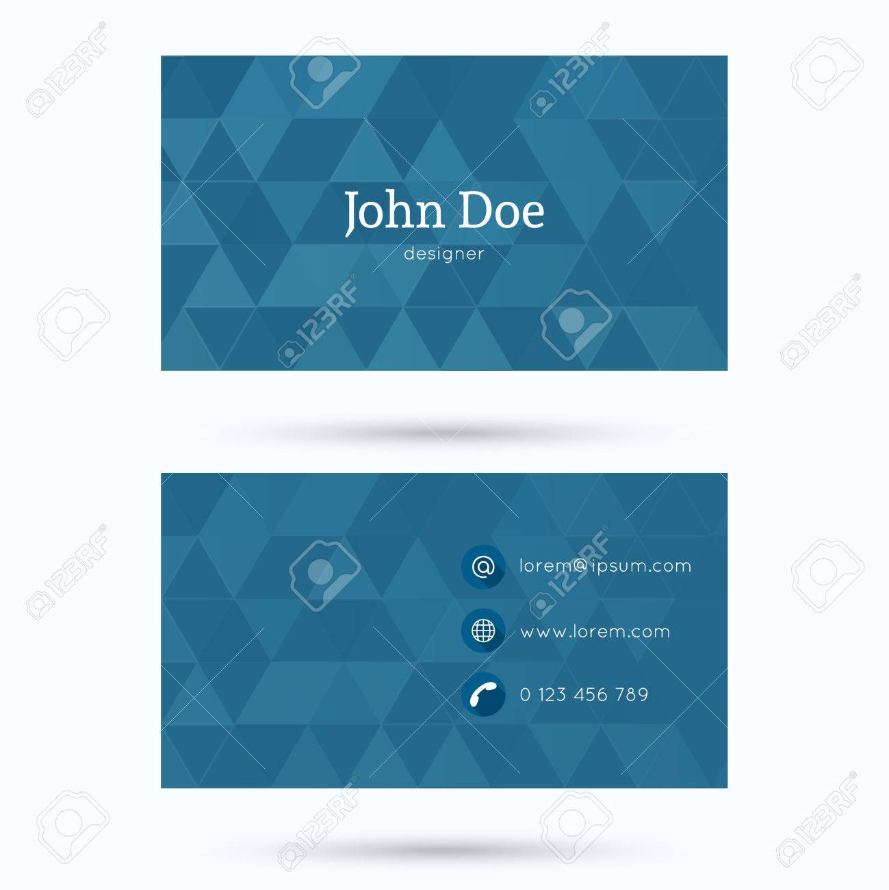 business card or visiting card template with a triangular texture