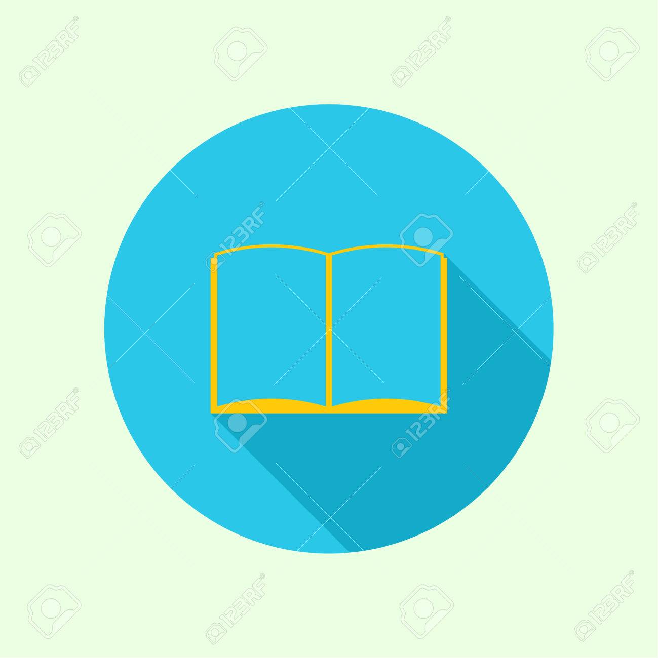 icon of an open book flat design with a long shadow color yellow open book app