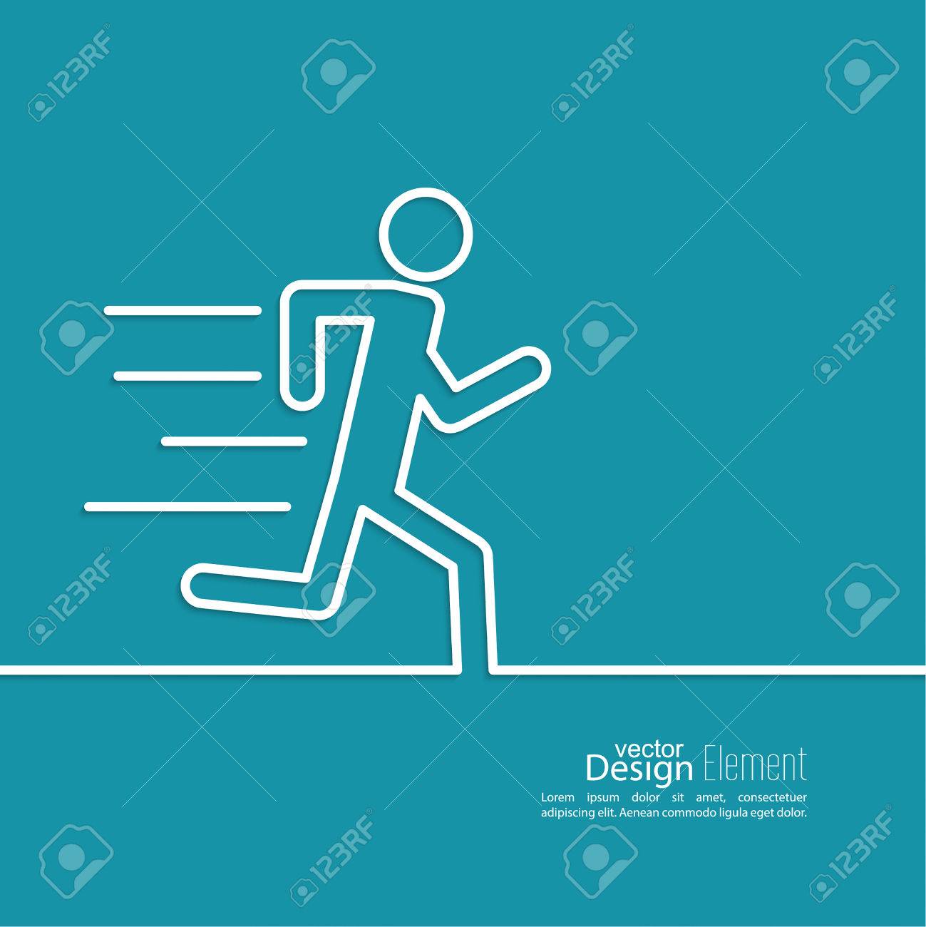 Running A Human Figure. Haste. Urgent Care. Minimal. Outline. 免版税剪贴画，向量插图和库存图片.  Image 36306529, image size:1299x1300