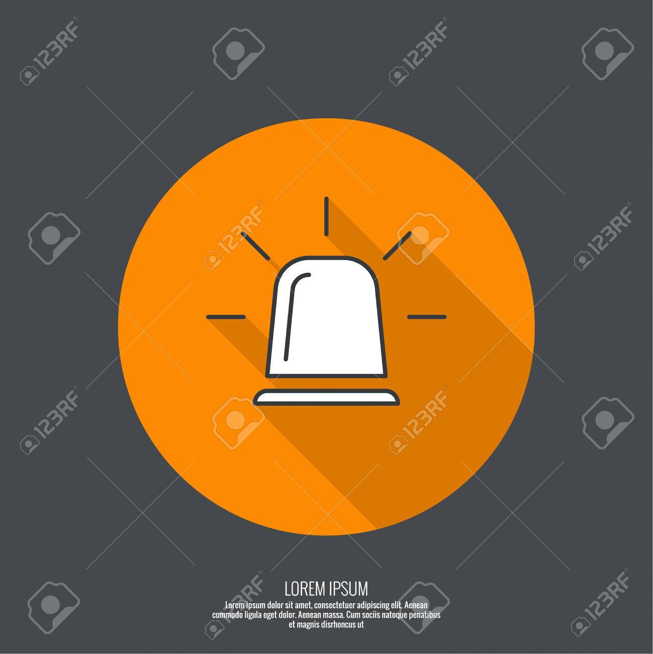 警察 消防 救急車のサイレンのアイコン 散乱光とフラッシャーを回転アイコン Web およびモバイル アプリケーションと長い影のボタン フラット スタイルのイラスト素材 ベクタ Image