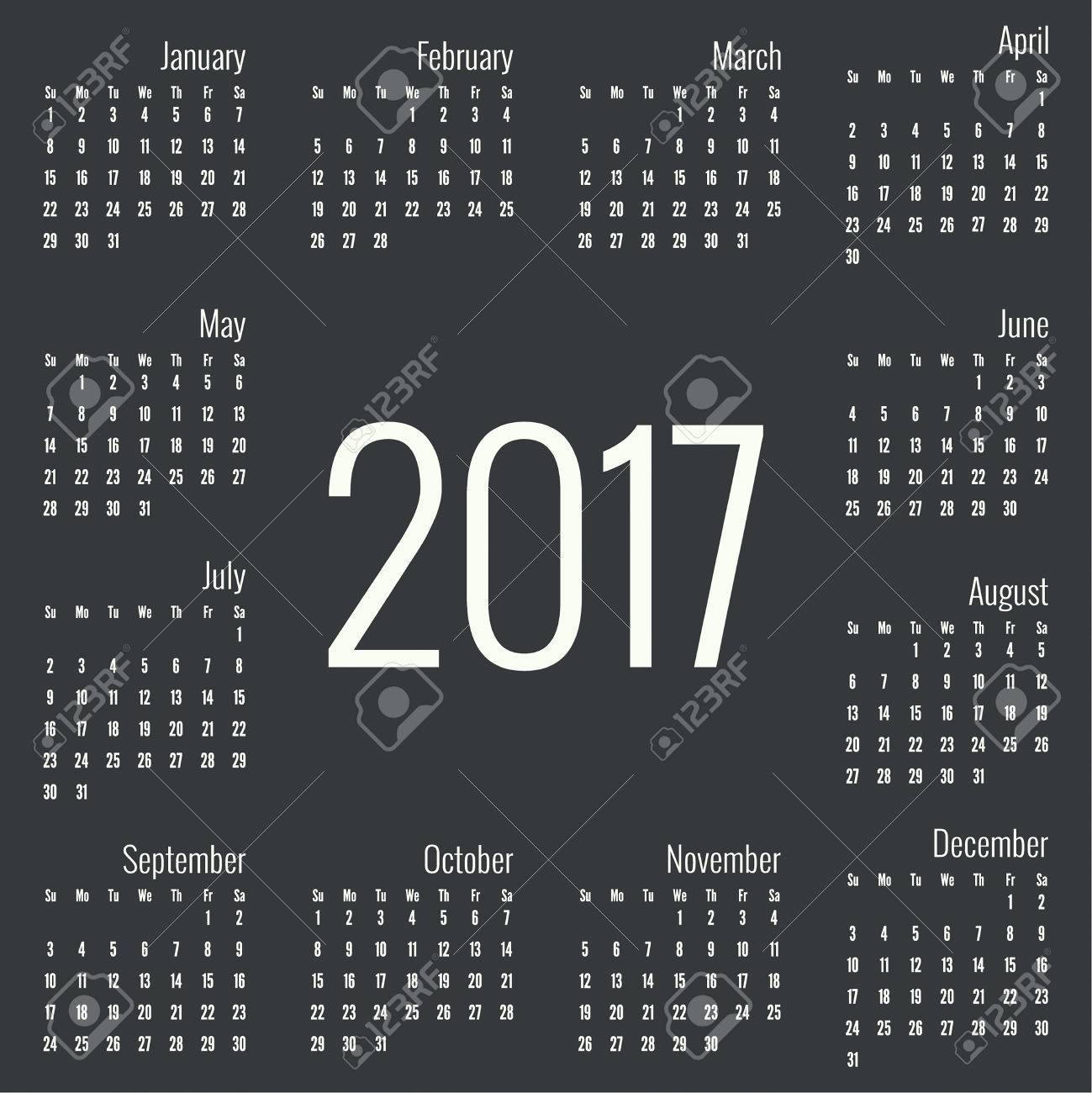 monthly calendar for 2017 simple month grid template vector monthly calendar grid