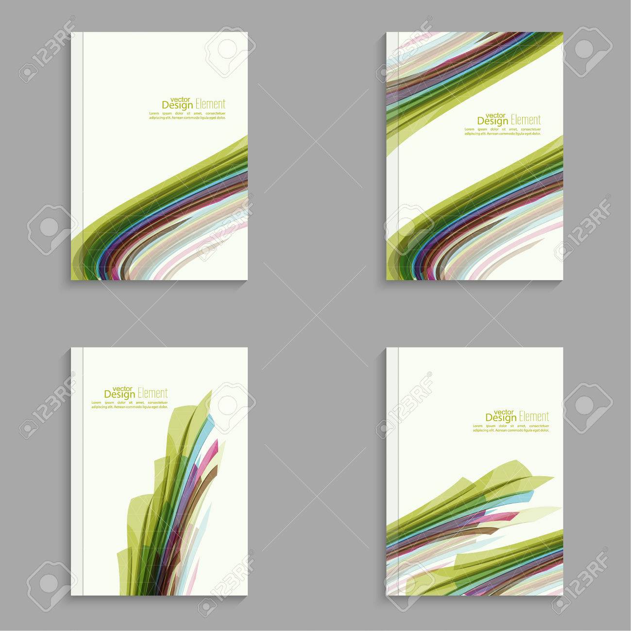 set magazine cover with colored strips color stream for book flyer strips