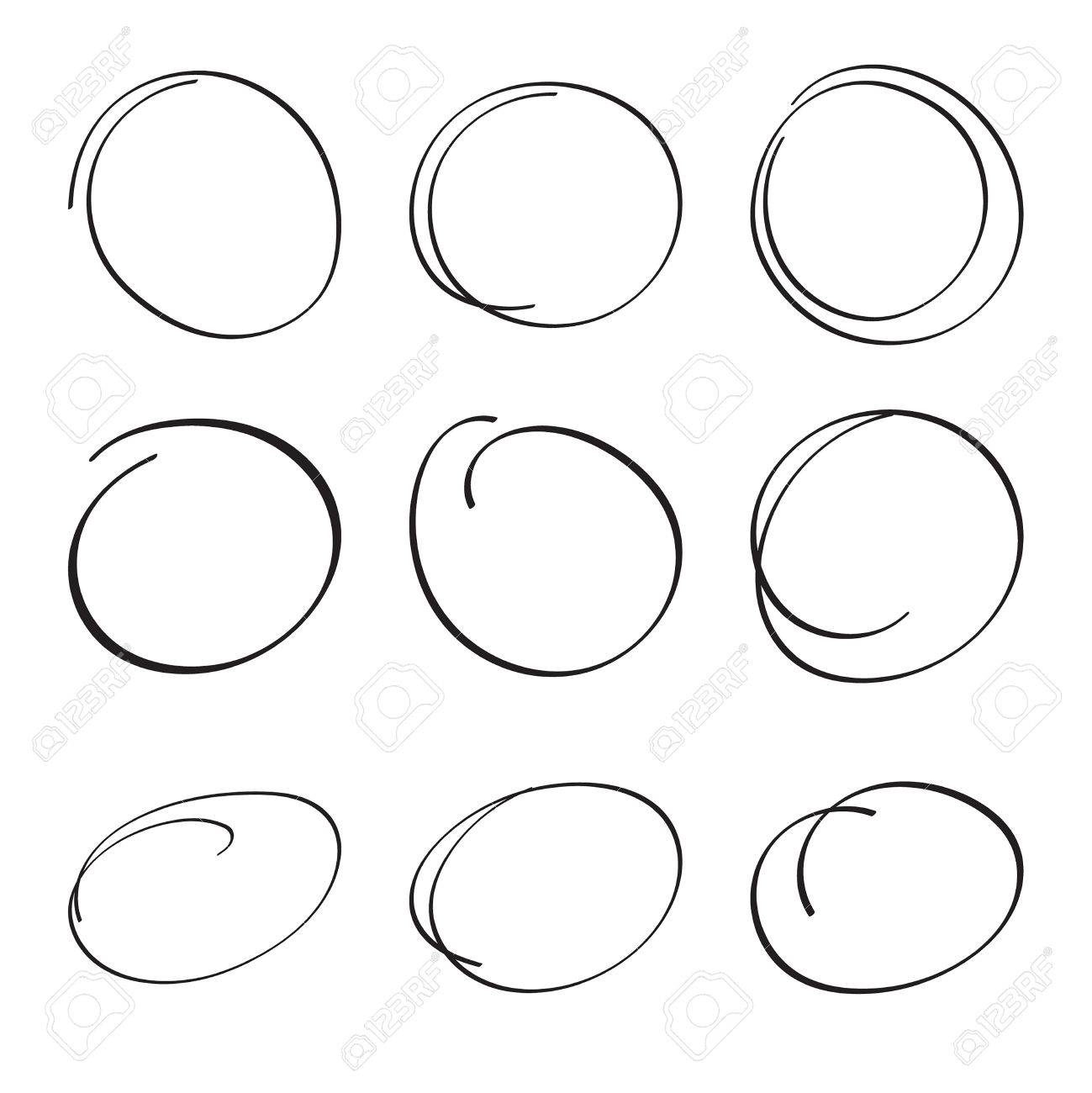 セット手描き楕円 のイラスト素材 ベクタ Image