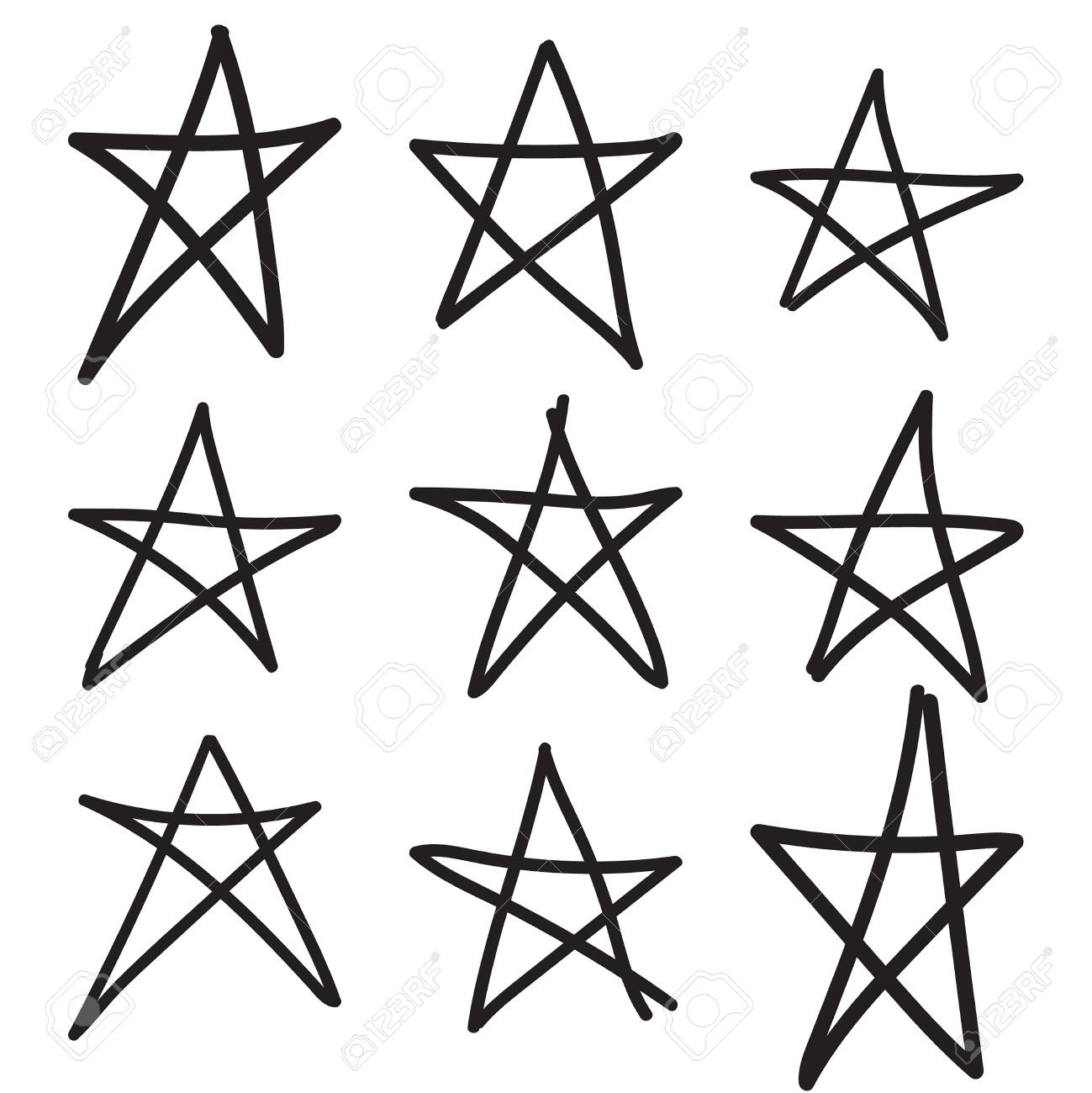 set hand drawn star