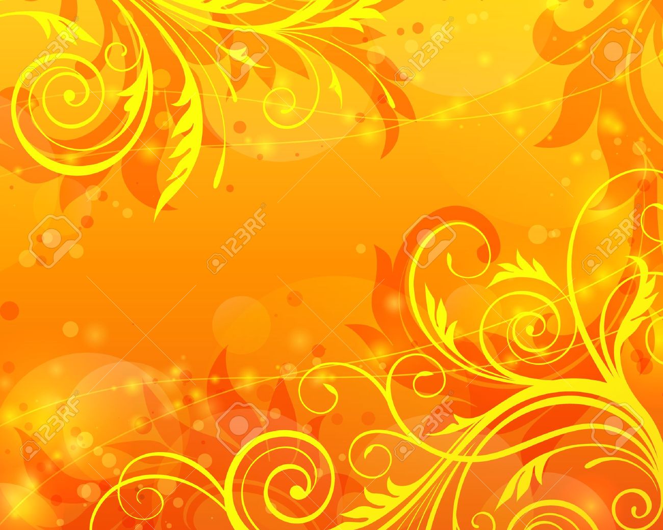 Vector Orange Background With Floral Pattern Royalty Free Svg Cliparts Vectors And Stock Illustration Image