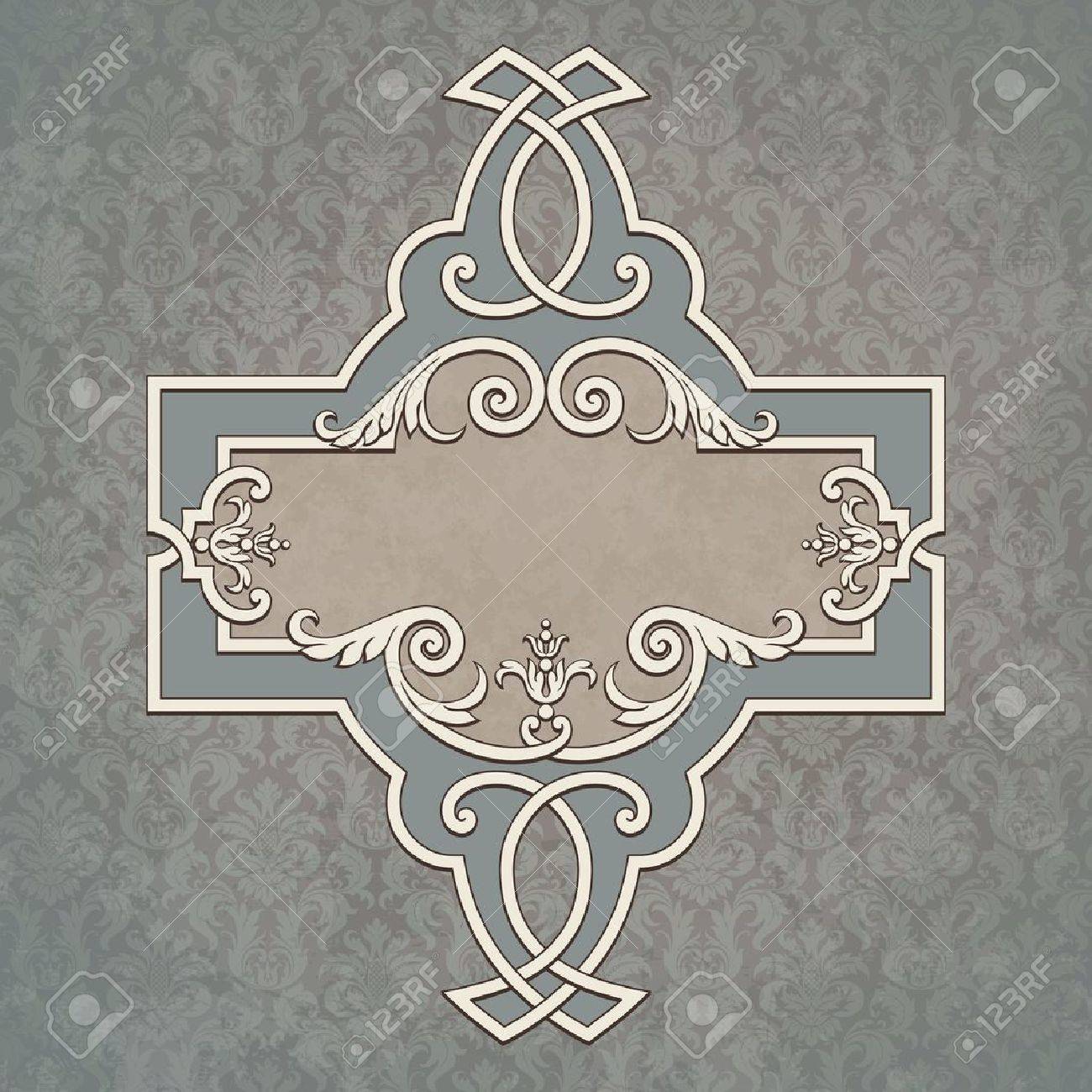 ベクトル ビンテージ境界線フレーム グランジ背景レトロな飾りパターン バロック様式装飾的なデザインのイラスト素材 ベクタ Image