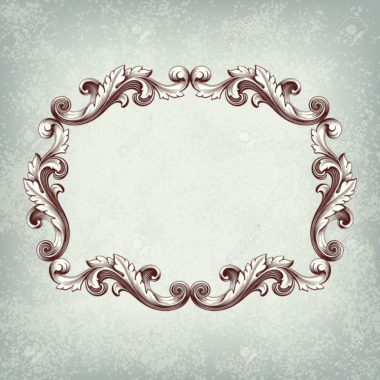 アンティークのバロック様式の装飾的なデザイン グランジ背景でレトロな装飾パターンと彫刻ベクトル ビンテージ枠のイラスト素材 ベクタ Image