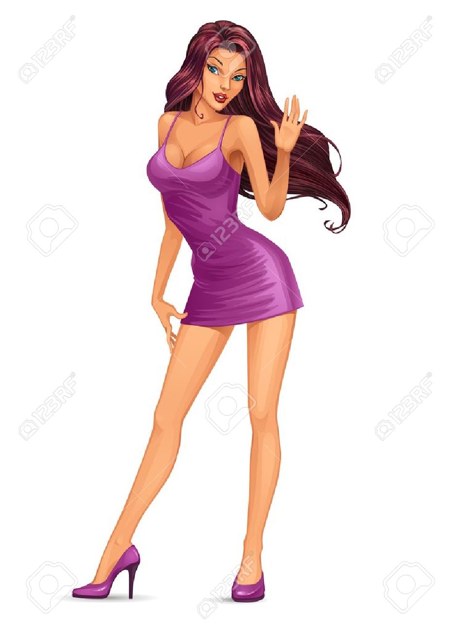 hot beautiful girl in short dress waving hello isolated on white background - 14210127 hot beautiful girl in short dress waving hello isolated on white background - 14210127