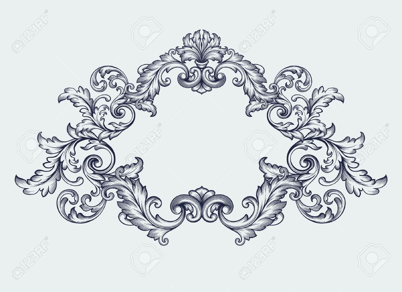 vector vintage baroque scroll design frame