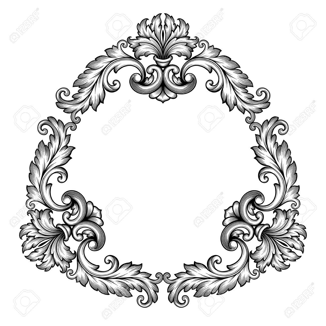 vintage Baroque scroll design frame engraving acanthus floral border pattern element retro style filigree vector - 35857738 vintage Baroque scroll design frame engraving acanthus floral border pattern element retro style filigree vector - 35857738