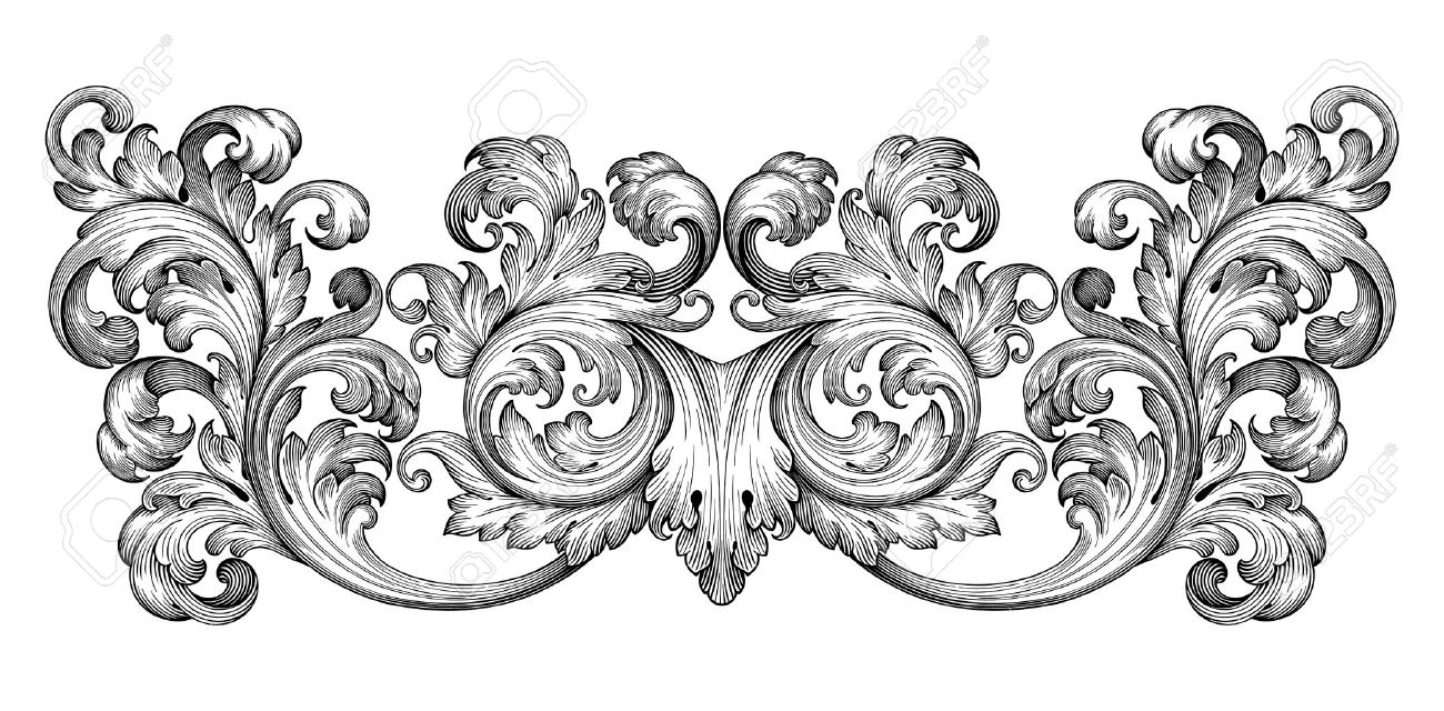 banque dimages vintage baroque dfilement leaf frame ornement floral gravure frontire rtro modle tourbillon de style ancien lment de design