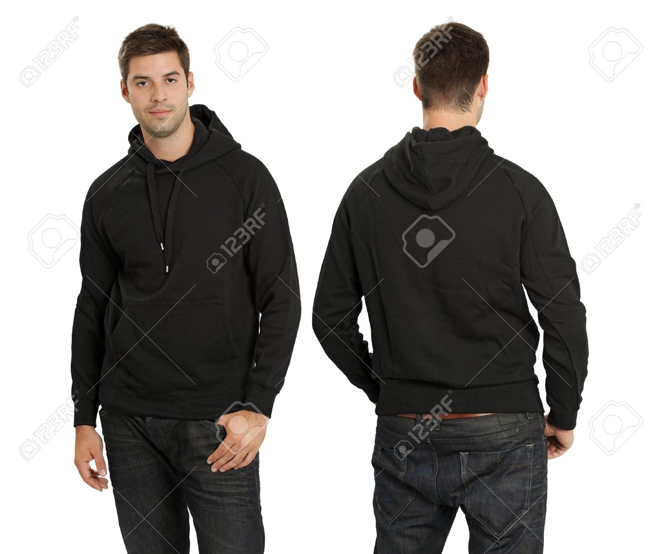 blank black hoodie front and back