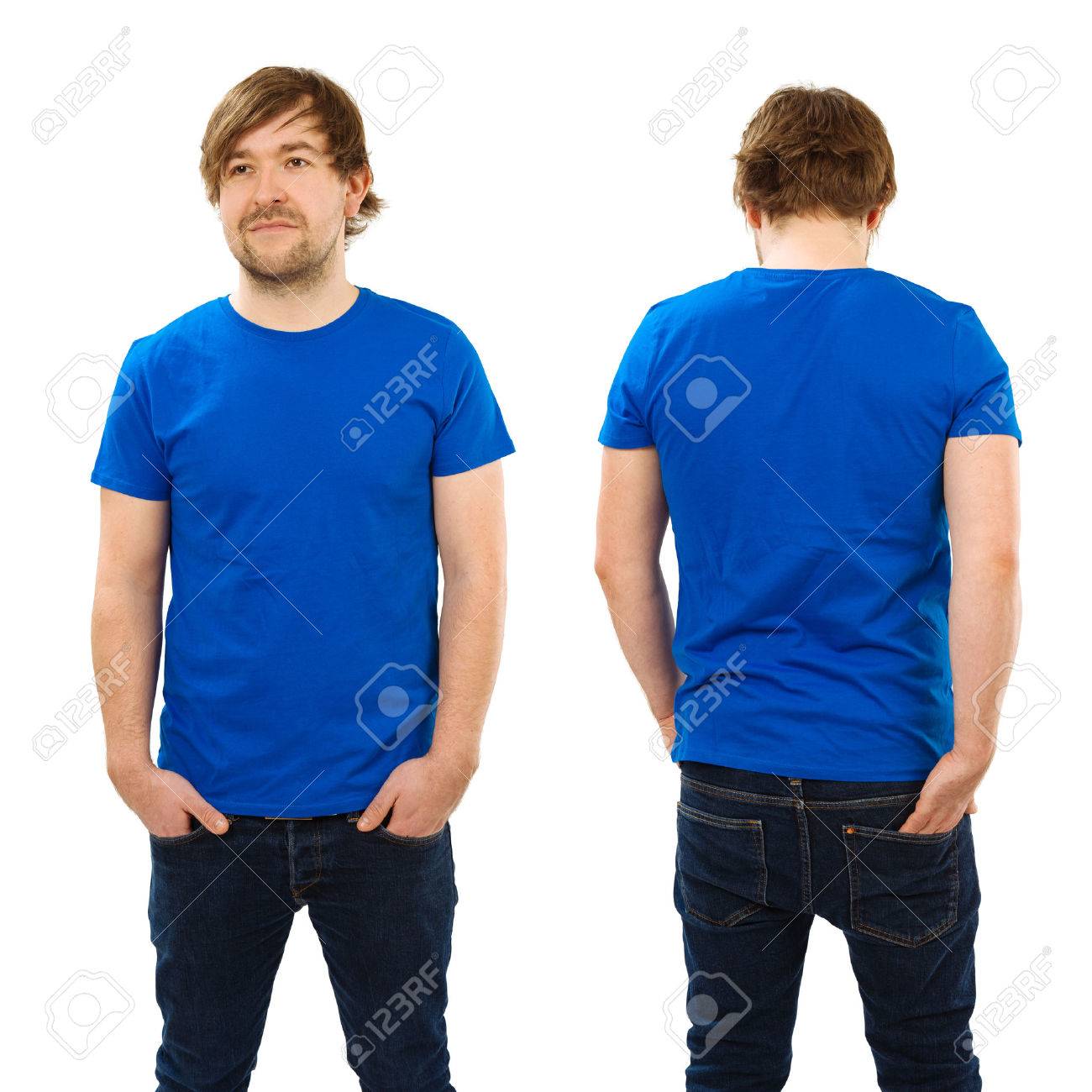 remera azul y blanca