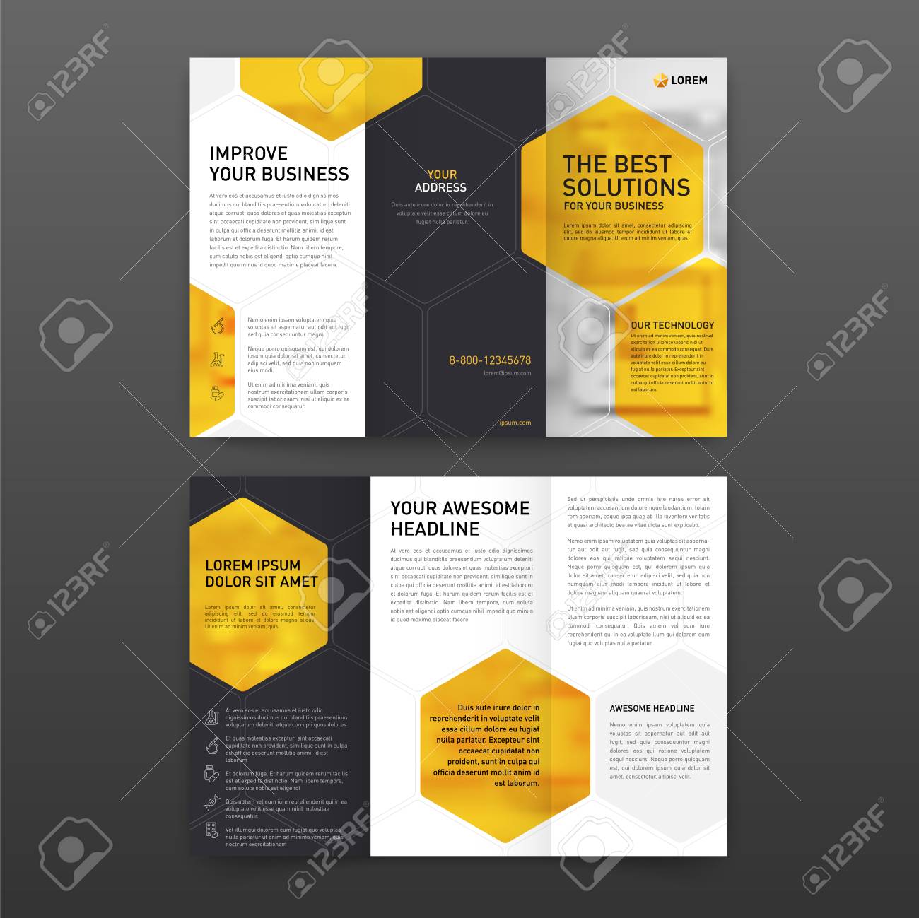medical tri fold brochure template layout with icons set corporate medical brochure designs