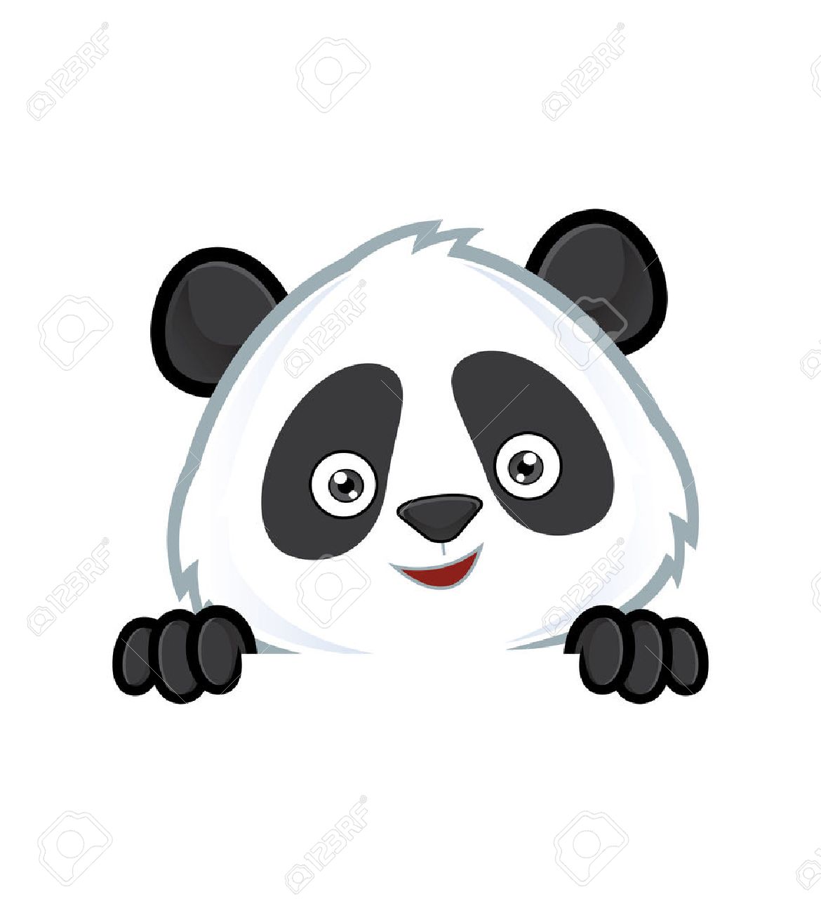 Panda holding and looking over a blank sign board - 35192153 Panda holding and looking over a blank sign board - 35192153