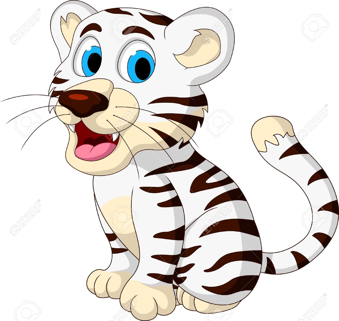 Cute Baby White Tiger Posing Royalty Free Cliparts Vectors And Stock Illustration Image
