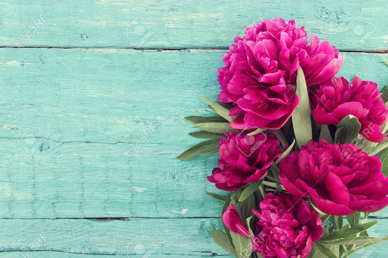 Wall wooden hanging plaque//picture Fresh Flowers in the vase Rustic Red Peony