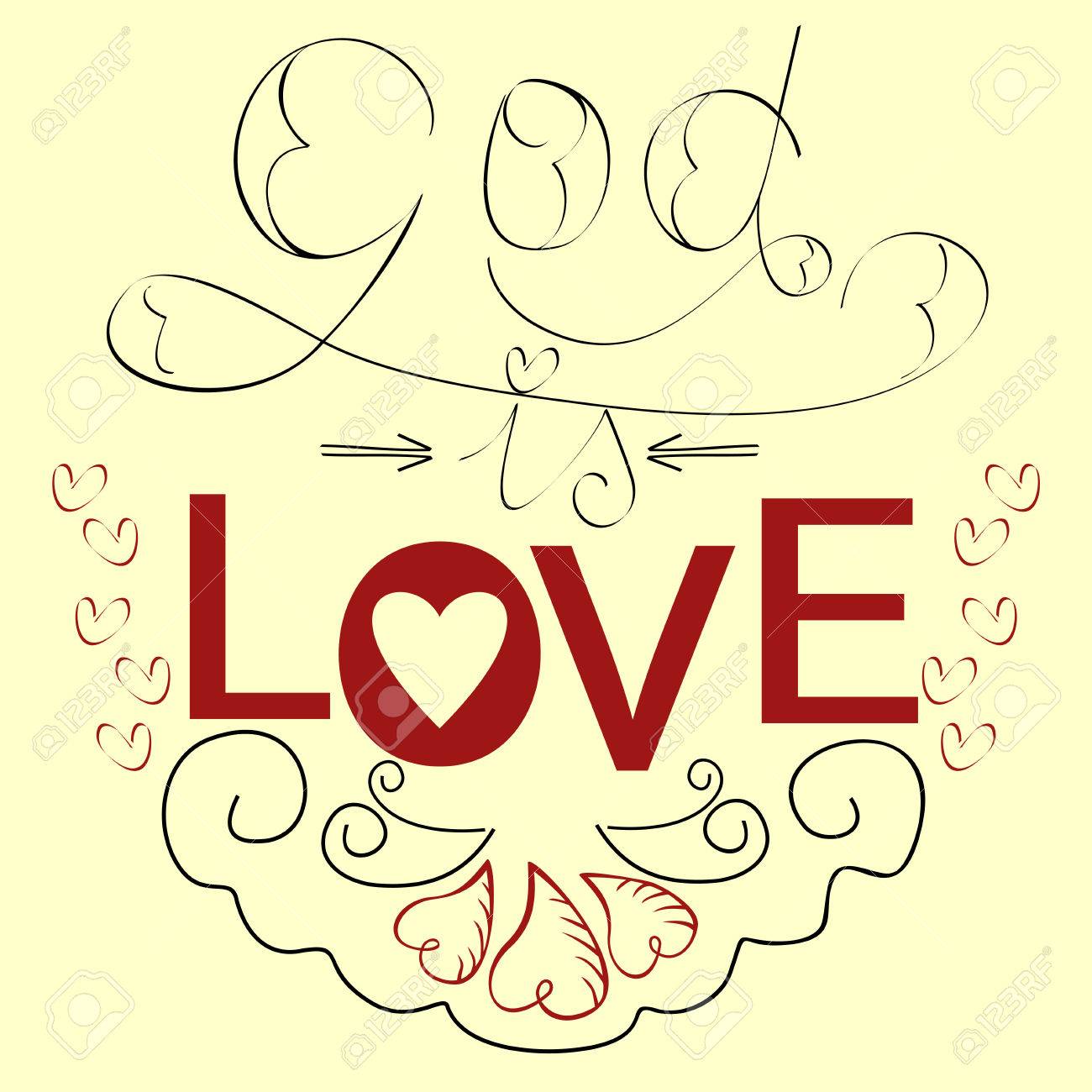 赤で心との愛は 聖書の神をレタリング のイラスト素材 ベクタ Image 57771511